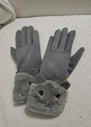 Сірі сенсорні жіночі рукавички (рукавиці)