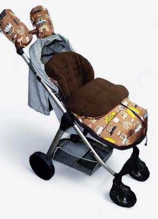 Зимний конверт кокон в детскую коляску от 0 до 3 лет. футмуф от mamalook, коричневый,...