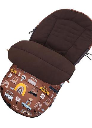Зимний конверт кокон в детскую коляску от 0 до 3 лет. футмуф от mamalook, коричневый,...