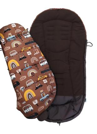 Зимний конверт кокон в детскую коляску от 0 до 3 лет. футмуф от mamalook, коричневый,...