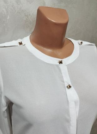 Изысканная женственная белая блузка датского бренда pulz jeans4 фото