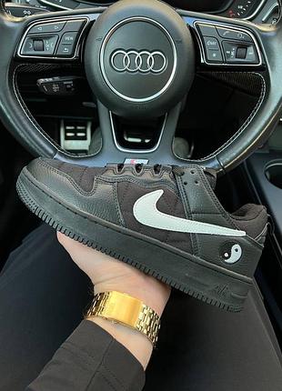❄️чоловічі кросівки nike air force 1 yin yang fleece termo all black white