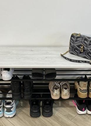 Полка для обуви rt 3-100см чёрная / аляска (металлическая, разборная, loft-стиль)3 фото
