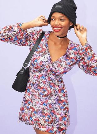 Платье h&amp;m с цветочным принтом и длинными рукавами3 фото