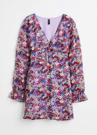 Платье h&amp;m с цветочным принтом и длинными рукавами