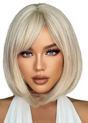 Парик пепельный blond каре, натуральные синтетические волосы dc180