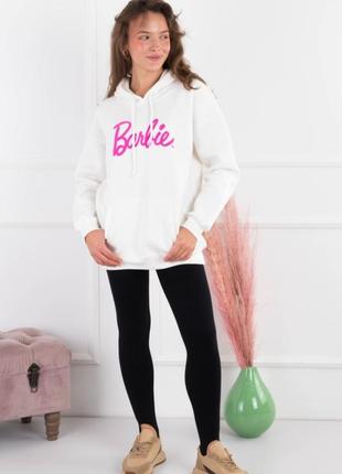Женское утепленное худи на флисе барби barbie зима теплое спортивная кофта худі4 фото