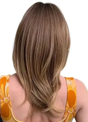 Перука омбре каскад каштан, натуральне синтетичне волосся vc242-52 фото