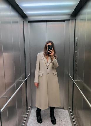 Пальто zw collection с шерстью manteco zara