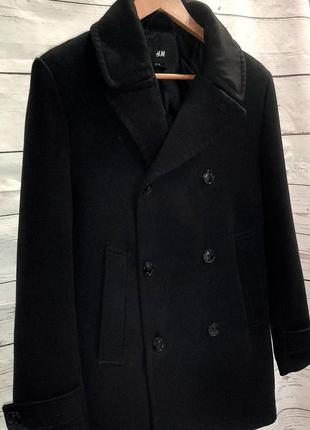 Черное двубортное лобловое пальто/ бушлат5 фото