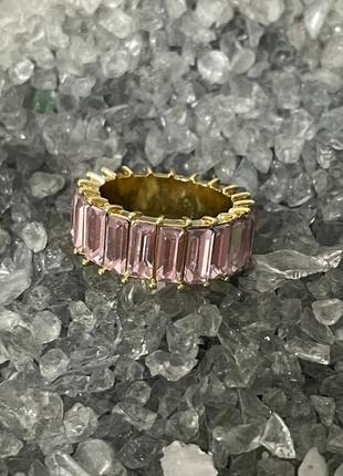 Очень красивое новое кольцо с камешками розового цвета, бижутерия3 фото