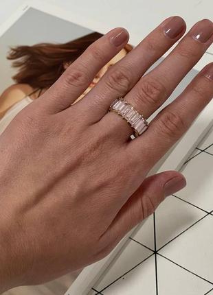 Очень красивое новое кольцо с камешками розового цвета, бижутерия5 фото
