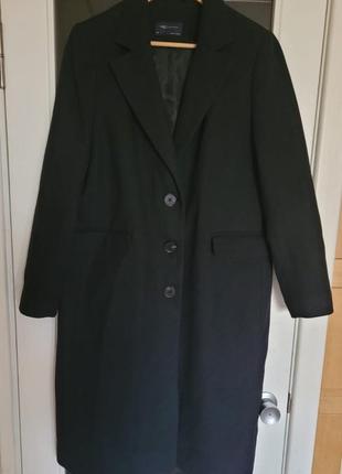 Шикарне пальто marks & spencer з шерстью,чорне ,l