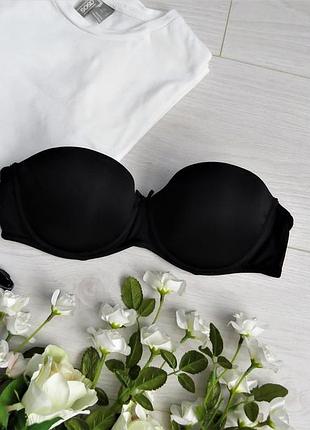 Черный лиф бюстхальтер балконет