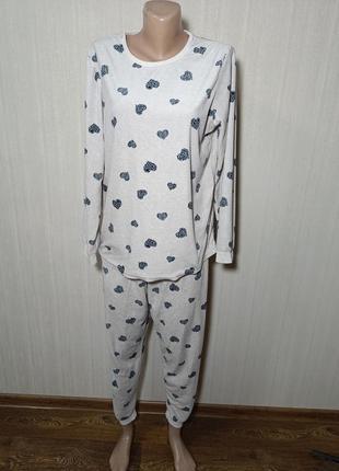 Мягкая велюровая пижама домашняя костюм primark. теплая пижама в сердечках. велюровая пижама. флисовая пижама2 фото