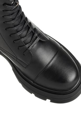 Ботинки женские кожаные зимние черные на толстой,тракторной подошве,на платформе и каблуке 1681ц6 фото