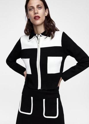 Zara кофта черно белая классическая1 фото