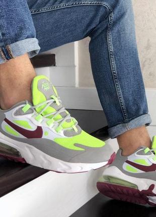 Р.43, 44 кроссовки nike air max 270 react серо/салатовые ks 10412