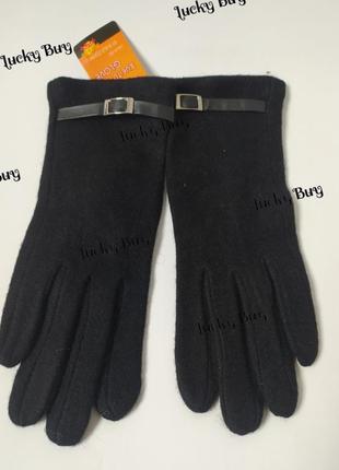 Перчатки черные женские, с шерстью1 фото