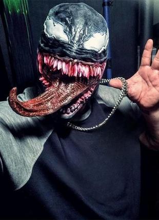 Карнавальная латексная маска веном марвел , монстр страшная2 фото