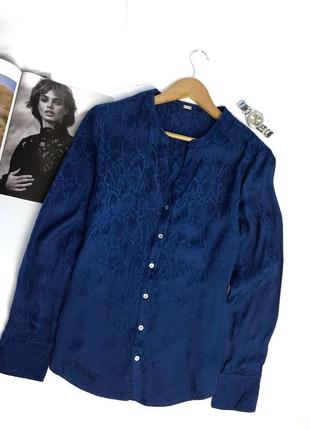 Женская рубашка блуза синяя вискоза1 фото