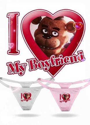 Трусы трусики стринги стринги белые розовые мишка фредди freddy fazbear fnaf фнаф подарок подруге