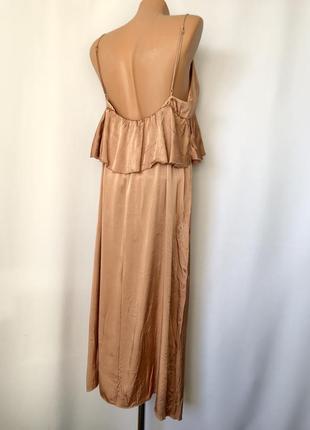H&m платье миди бежевое кремовое прямая персиковая атласная малиновая платья миди вискоза свободный крой4 фото