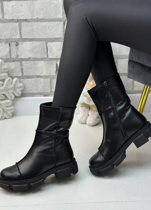 Зимові чоботи шкіряні чорні, набивна вовна,  жіночі чоботи багато кольорів розмір 36-411 фото