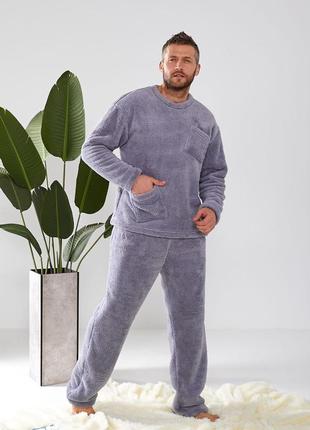 Пижама теплая махровая мужская домашний костюм4 фото