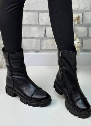 Зимові чоботи шкіряні чорні, набивна вовна,  жіночі чоботи багато кольорів розмір 36-414 фото
