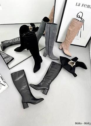 Сапоги кожа на каблуке