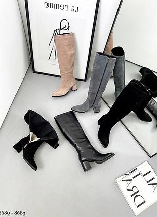 Сапоги кожа на каблуке