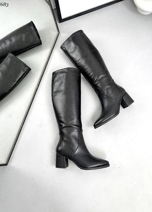 Сапоги кожа на каблуке