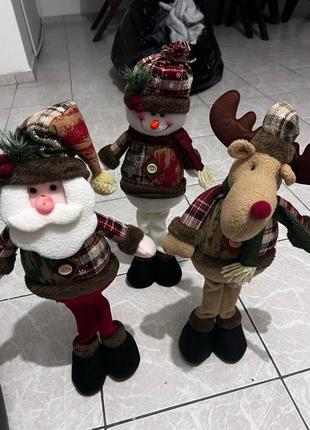 Новогодние игрушки, новогодние украшения, фигурки, дед мороз, снеговик, олень. набор...