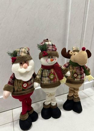 Новогодние игрушки, новогодние украшения, фигурки, дед мороз, снеговик, олень. набор...