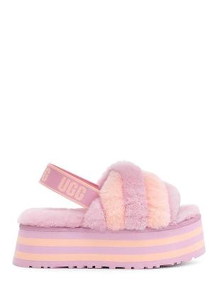 Жіночі хутряні капці на платформі ugg disco stripe slide