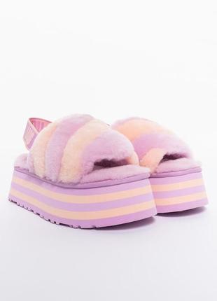 Женские меховые тапочки на платформе ugg disco stripe slide4 фото