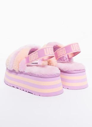 Женские меховые тапочки на платформе ugg disco stripe slide5 фото