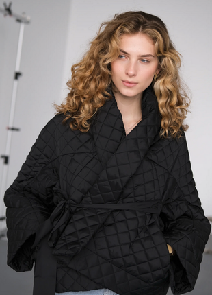 Куртка-кимоно-трансформер season черная9 фото