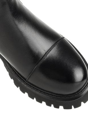 Ботинки женские кожаные зимние черные на тракторной подошве и платформе и каблуке 1822ц6 фото