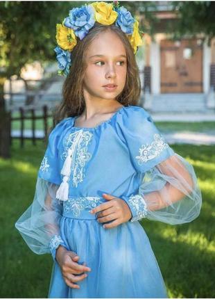 Сукня дитяча вишиванка блакитна2 фото