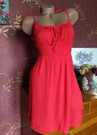 Червона літня коротка сукня на бретелях з зав'язками від topshop4 фото