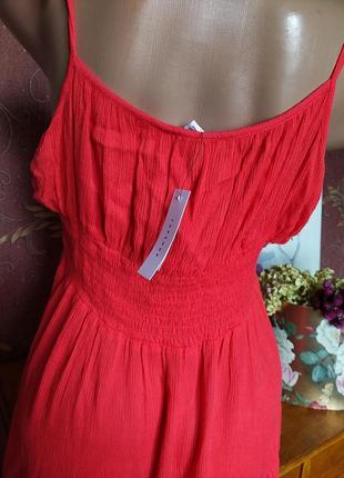 Червона літня коротка сукня на бретелях з зав'язками від topshop8 фото