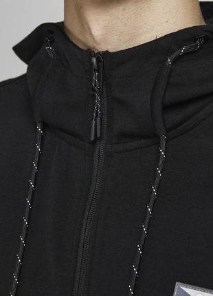 Зип-худи на застежке молнии с капюшоном на шнурках и карманами oversize/onesize черного цвета jeck &amp;jones5 фото