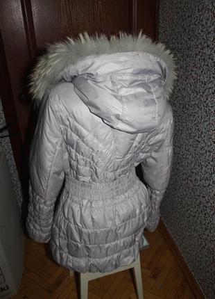 Пуховик з хутром зима теплий срібло хутро натуральне4 фото