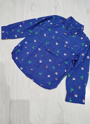Рубашка, новогодний принт, mothercare, р. 92/98