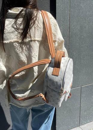 Рюкзак premium louis vuitton palm springs mini mm brown/black lv backpack white
