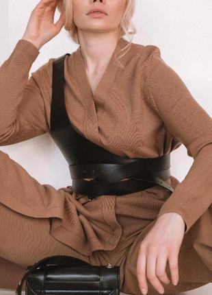 Ремінь шкіряний з портупеєю , асиметрична портупея бра , топ портупея з натуральної шкіри