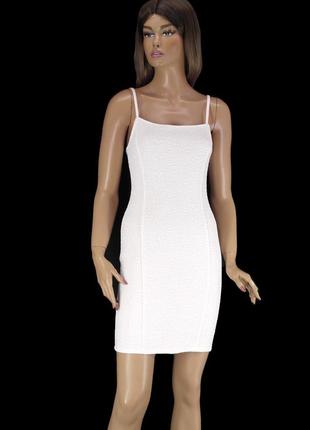 Брендовое белое фактурное платье-мини "miss selfridge". размер uk10/eur38.6 фото