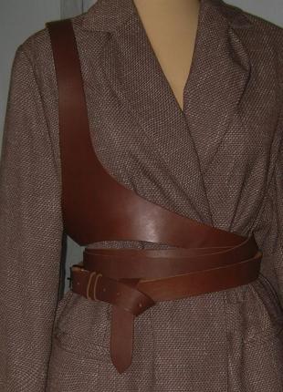 Ремінь шкіряний з портупеєю , асиметрична портупея бра , топ портупея з натуральної шкіри